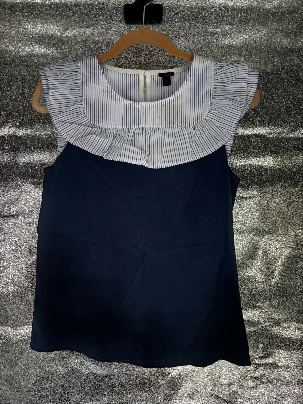 NWT J. Crew Flutter Sleeve Mixed Media Blouse